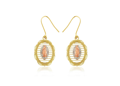 Three Tone Plated Mother Mary Earring